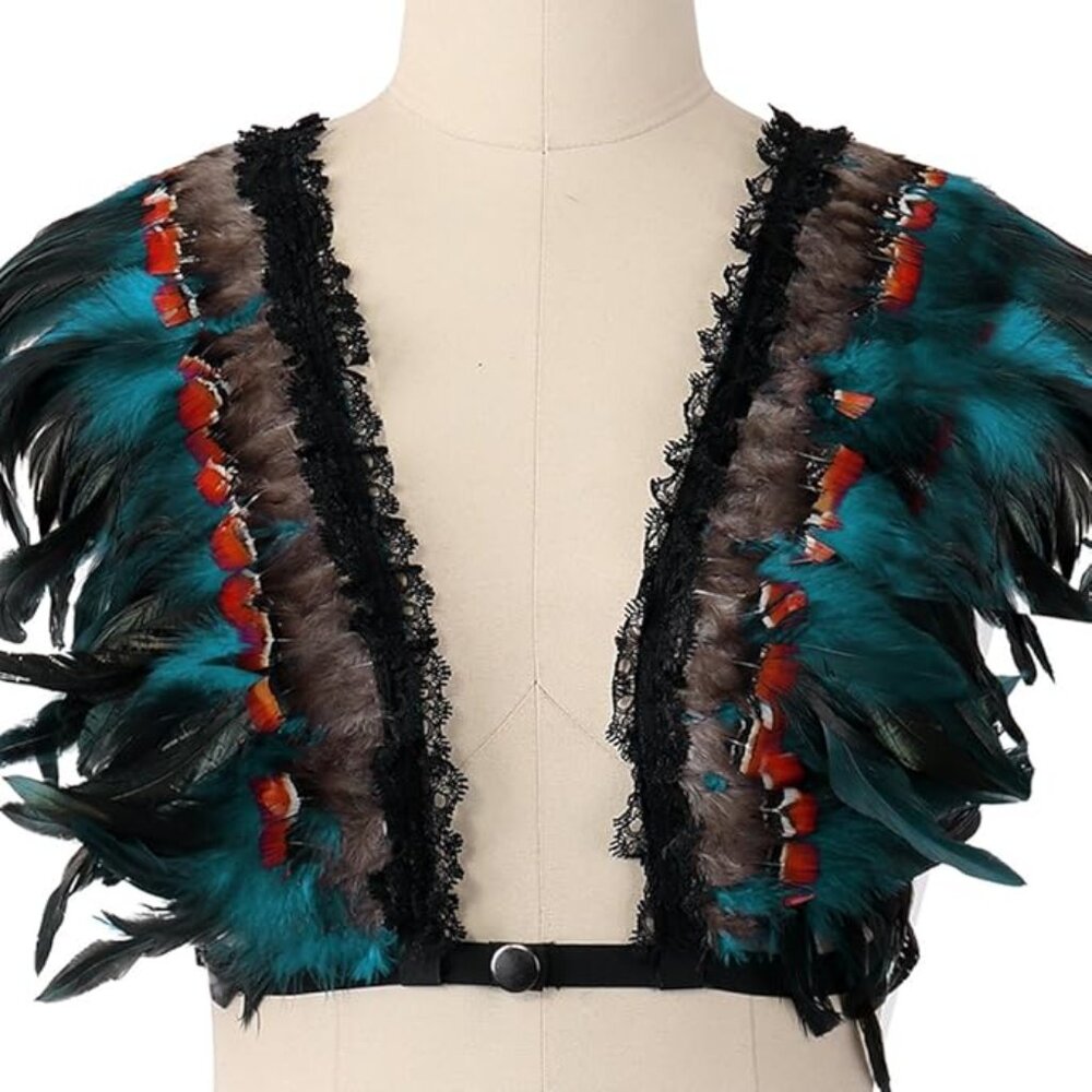 Feather Harness Bra With Adjustable Elastic Strap… - image 3